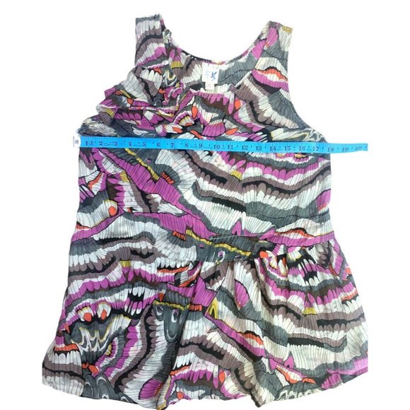 Anthropologie Edme & Esyllte Silk and Cotton Ruffled Abstract Blouse Size 2 - Picture 8 of 9